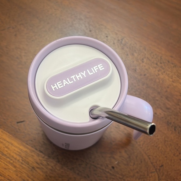 Insulated coffee cup purple. Comes with straw and lid new 450 ml office cup - Picture 4 of 15